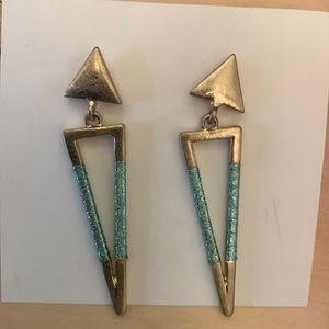 Marlyn Schiff dangle on ear earrings. Bold shapes wrapped wire. NWOT